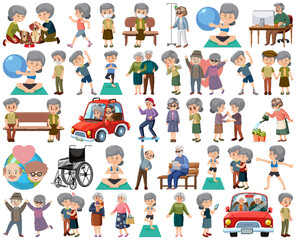 Fototapeta na wymiar Collection of elderly people icons