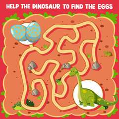 Maze game template in dinosaur theme for kids