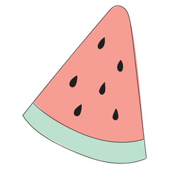 Watermelon slice vector illustration in line filled design