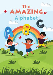 Obraz na płótnie Canvas Alphabet Kids Book Cover - Vector Illustration