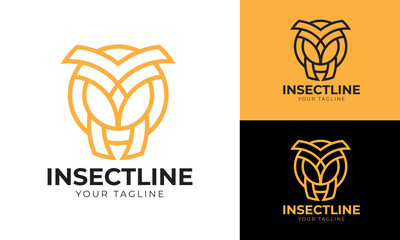 Ant insect line logo template