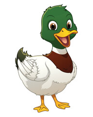 Little Mallard Duck Cartoon Animal Illustration