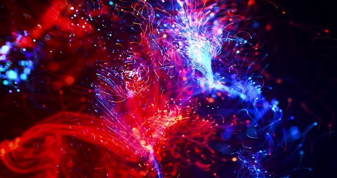 Abstract Optical Fibers 3D Animation. High Speed Internet. Electrical Signals Flowing Inside Of Complex Network. Technology Related 3D Animation.
