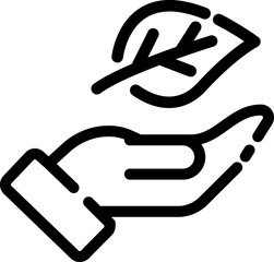 Ecology, nature line icon. Hand holding leaf