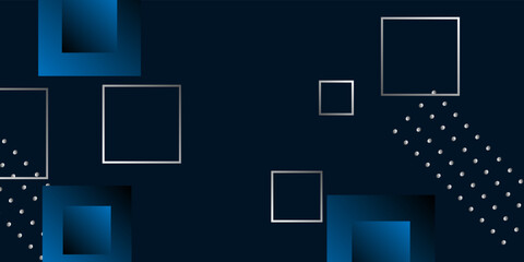 Modern abstract dark navy blue background with dots and 3D square shapes.
