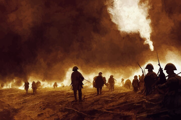 Obraz na płótnie Canvas digital art featuring world war