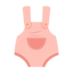 Clothing jumpsuit. Accessory and clothes for newborn vector illustration. Cradle, toys and clothes for babies, furniture isolated on white