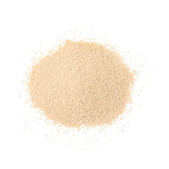 Pile of granulated yeast isolated on white, top view