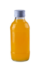 Fresh orange juice in a bottle. Concept of beverage for good healthy isolated on a transparent background