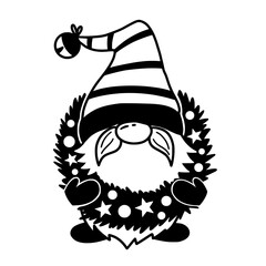 Christmas gnome. Gnomes Santa Claus for Christmas and New year design. Doodle cartoon style. Sketch vector illustration. Good for posters, t shirts, postcards.