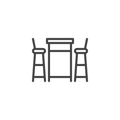 Pub table and chairs line icon