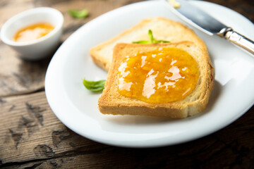 Toast with homemade orange jam