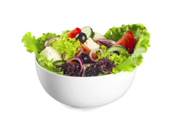  Close-up photo of fresh salad with vegetables in white plate © BillionPhotos.com