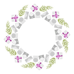 holidays gifts text frame, name, christmas, birthday. Vector illustration