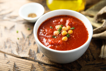 Homemade tomato soup with chickpea
