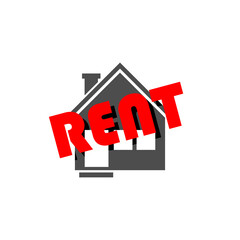Rent house sign icon isolated on white background