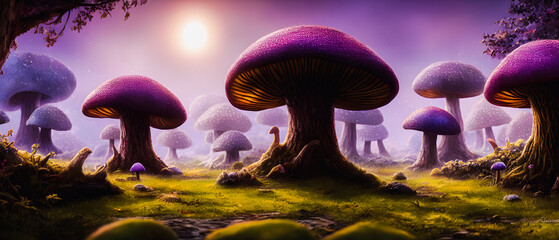 Obraz na płótnie Canvas Artistic concept illustration of a mushrooms in the forest, background illustration.