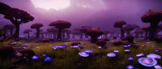 Artistic concept illustration of a mushrooms in the forest, background illustration.