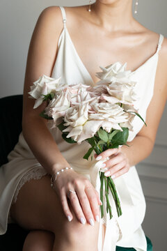 Wedding bouquet with white roses