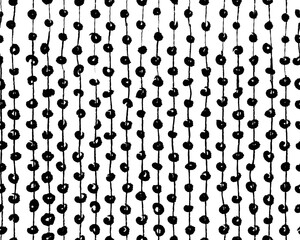 Abstract black and white hand drawn seamless pattern. Polka dot and lines. 

