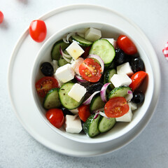 Traditional homemade Greek salad with Feta cheese