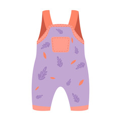 Rompers. Clothes for little baby boy and girl. Vector illustration of cute garment for infant kid. Cartoon pant isolated on white