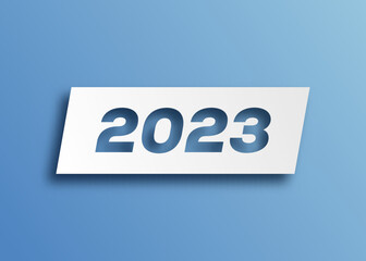 button 3d 2023 paper cut style banner background 2023 vector illustration holiday calendar