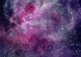 Fototapeta na wymiar Arrière-plan spatial avec poussière d'étoiles et étoiles brillantes. Cosmos coloré réaliste avec nébuleuse et voie lactée. Toile de fond de galaxie bleue. Bel espace extra-atmosphérique. Univers 