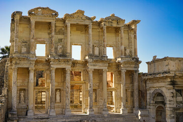 The Library of Celsus in Ephesos. Ephesus is the best-preserved and largest Greco-Roman city in the...