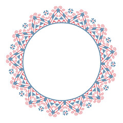 Round frame with flower folk embroidery 17