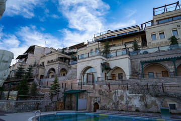 Fototapeta premium Local characteristics of the Cappadocia Cave Suites. Kaymakli Underground City is in the Central Anatolia Region of Turkey.