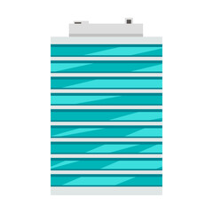 Modern skyscraper with glass front. Vector illustration of house and condo complex isolated on white