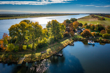 Scenery of the Vistula River by the Sobieszewo island . Poland