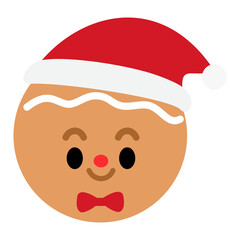 Obraz na płótnie Canvas Christmas gingerbread man face santa claus hat cartoon