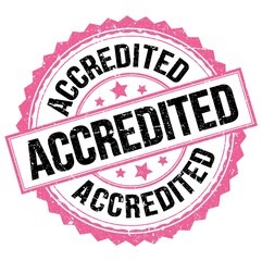 ACCREDITED text on pink-black round stamp sign