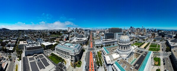 Scenic panoramic view of the City Hall of San Francisco