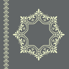 Decorative frame Elegant vector element for design in Eastern style, place for text. Floral gray border. Lace illustration for invitations and greeting cards