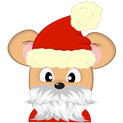 Cute little mouse dressed as Santa Claus. Christmas and Christmas costume