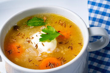 Delicious Old Polish caraway soup with cream