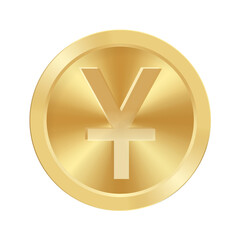 Gold coin of Chinese yuan yen symbol Concept of internet currency