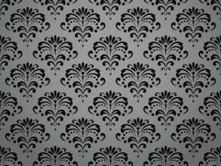 Deurstickers Wallpaper in the style of Baroque. Seamless vector background. Black and gray floral ornament. Graphic pattern for fabric, wallpaper, packaging. Ornate Damask flower ornament © ELENA