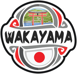 Wakayama Japan Flag Travel Souvenir Sticker Skyline Landmark Logo Badge Stamp Seal Emblem EPS