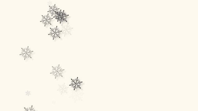 クリスマス 雪の結晶 ダークグレー 左 小 雪が降る 【背景 オフホワイト】