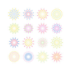 Set of fireworks. Celebration. Vector illustration. 