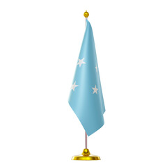 3d render of flag on pole for Federated States of Micronesia countries summit and political meeting.
