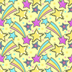Vector hand drawn doodles stars seamless pattern.
