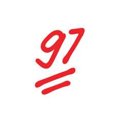 97 points exam score, ninety seven points grade results, vector illustration
