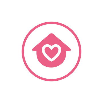 House with heart logo design, love home logo icon vector