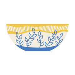 Tableware item, ceramic bread box for home decoration on white background. Ceramic household pottery for kitchen