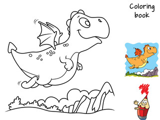 Flying dragon. Coloring book